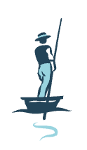 The Rutherford's Punting logo, a figure in a boater hat punting a boat.