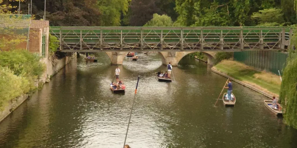 A view of the temporary Corona Bridge from the river.
