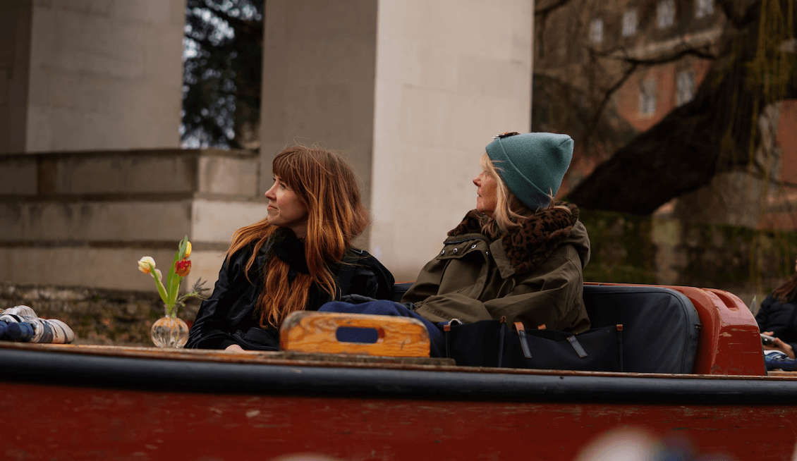A mother's day punting trip in Cambridge in progress